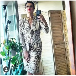 Gianni Versace 80s skirt suit animal print
